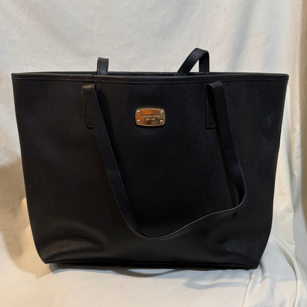 Michael Kors Black Tote Bag with Gold Accent